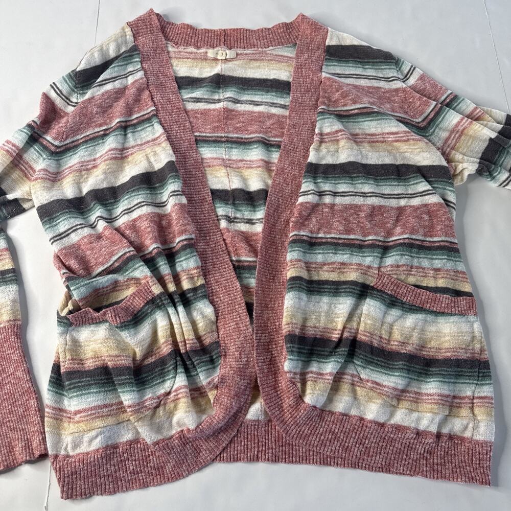 Maurices Women's Striped Long Cuff Sleeve Lightweight Cardigan Sweater Size 3